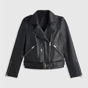 Quince Classic Black Leather Moto Jacket - Women NWOT